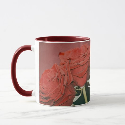 Rote Rosen wie Samt Tasse (Links)