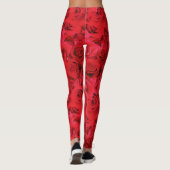 Rote Rosen Wiederholung eines Blumenmusters Leggings (Rückseite)