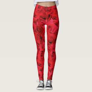 Rote Rosen Wiederholung eines Blumenmusters Leggings