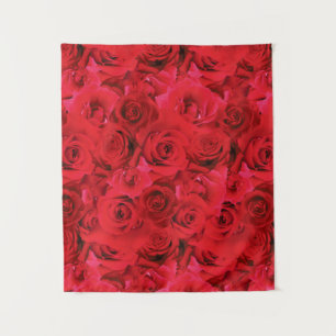 Rote Rosen Wiederholung eines Blumenmusters Wandteppich