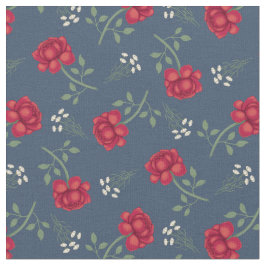 Rote Rosen zu Dusky Blue Calico Stoff