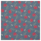 Rote Rosen zu Dusky Blue Calico Stoff (Muster)