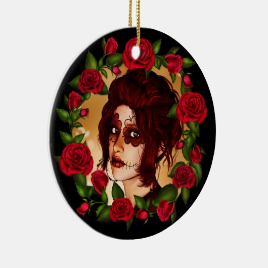 Rote Rosen Zuckerpuppe Keramikornament (Rechts)