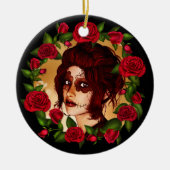 Rote Rosen Zuckerpuppe Keramikornament (Vorne)