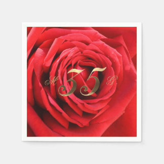 rote Rosen zum 35. Geburtstag der Hochzeit Herzstü Serviette