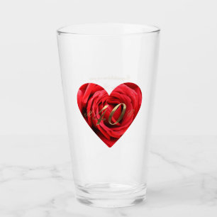 rote Rosen zum 40. Hochzeitstag Herzstück Elegant Glas