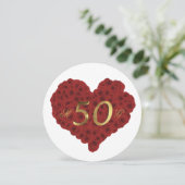 rote Rosen zum 50. Hochzeitstag Herzstück Elegant Einladung (Stehend Vorderseite)