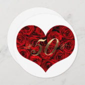 rote Rosen zum 50. Hochzeitstag Herzstück Elegant Einladung (Vorne/Hinten)
