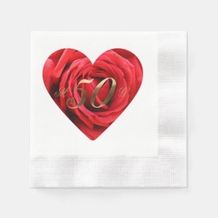 rote Rosen zum 50. Hochzeitstag Herzstück Elegant Serviette