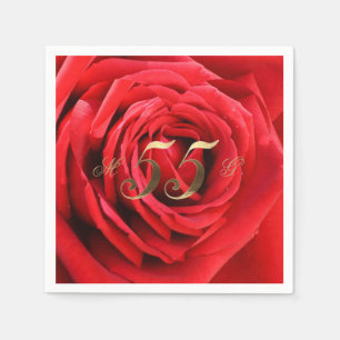 rote Rosen zum 55. Geburtstag der Hochzeit Herzstü Serviette