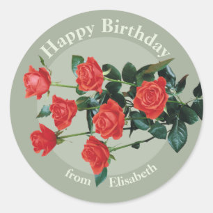 Rote Rosen zum Geburtstag von Elisabeth CC0882 Runder Aufkleber