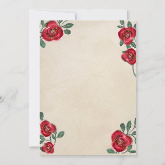 Rote Rosen zum Pergament Einladung (Rückseite)