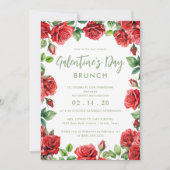 Rote Rosen zum romantischen Blumengalentinstag Einladung (Vorderseite)