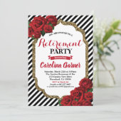 rote Rosen zur Party Einladung von Renten und Gold (Stehend Vorderseite)