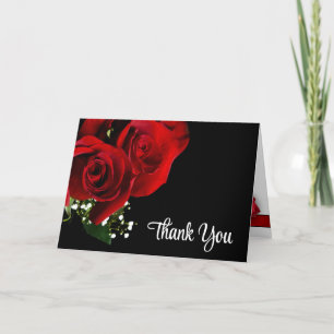 Rote Rosen zur Schwarzen Hochzeit Dankeskarte