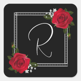 Rote Rosen zur Schwarzen Hochzeit Quadratischer Aufkleber