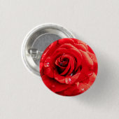 Rote Rosenblume Button (Vorne & Hinten)