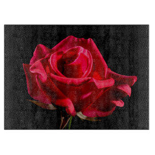 Rote Rosenblume Florale Blüte Schneidebrett