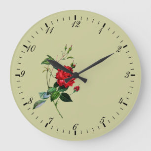 rote Rosenblume Große Wanduhr