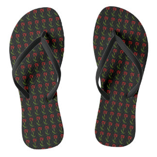 Rote Rosenblumen Damen Flip Flops Badesandalen
