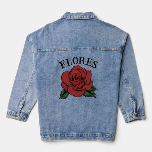 rote Rosenblumen Jeansjacke