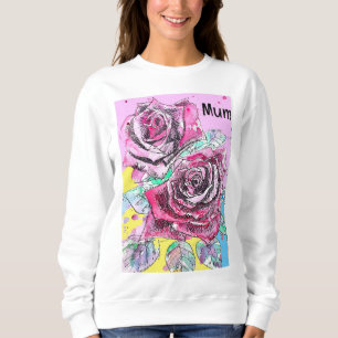 Rote Rosenblumen-Wasserfarbe Farbige Heiße Pink-Ku Sweatshirt