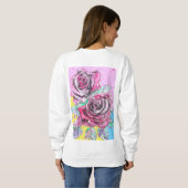 Rote Rosenblumen-Wasserfarbe Farbige Heiße Pink-Ku Sweatshirt (Schwarz voll)