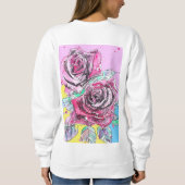 Rote Rosenblumen-Wasserfarbe Farbige Heiße Pink-Ku Sweatshirt (Rückseite)