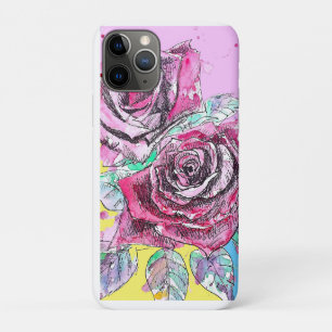 Rote Rosenblumen Wasserfarbe Farbige Kunst Case-Mate iPhone Hülle