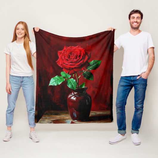 Rote Rosenblumenmalerei Fleecedecke (Beispiel)