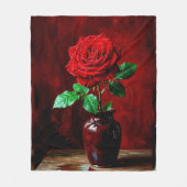 Rote Rosenblumenmalerei Fleecedecke (Vorderseite)