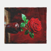 Rote Rosenblumenmalerei Fleecedecke (Vorderseite (Horizontal))