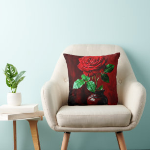 Rote Rosenblumenmalerei  Kissen