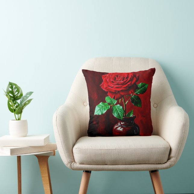 Rote Rosenblumenmalerei  Kissen (Stuhl )