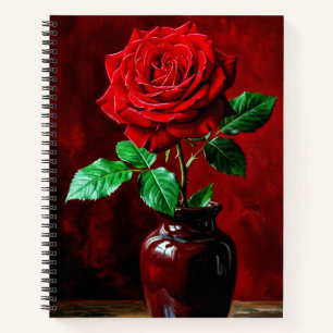 Rote Rosenblumenmalerei  Notizblock