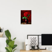 Rote Rosenblumenmalerei  Poster (Heimbüro)