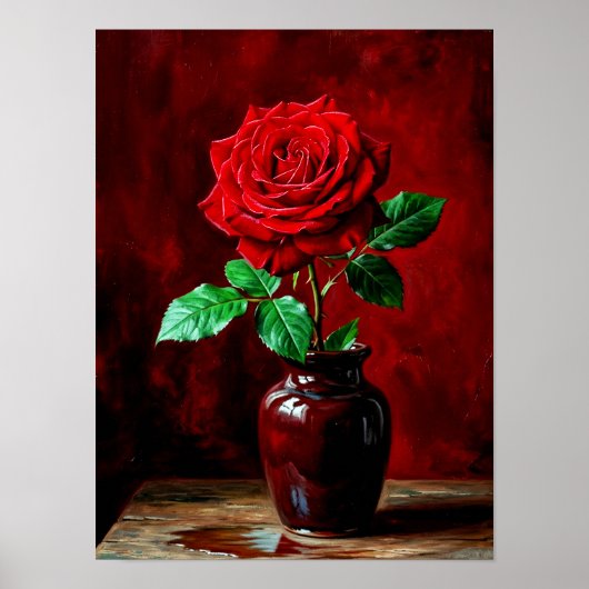 Rote Rosenblumenmalerei  Poster (Vorne)