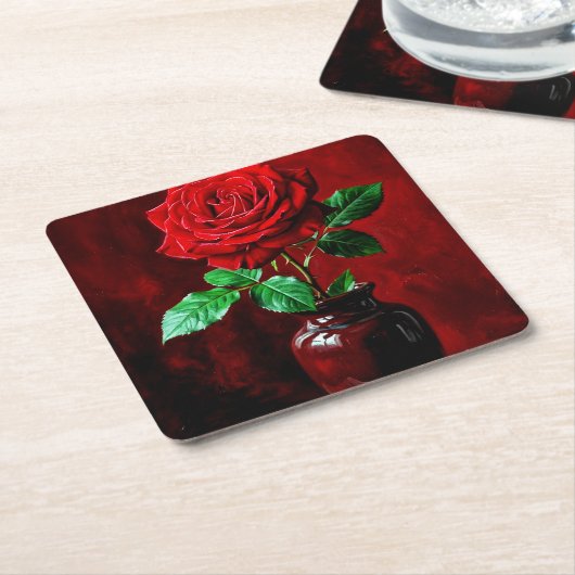 Rote Rosenblumenmalerei Rechteckiger Pappuntersetzer (angewinkelt)