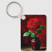 Rote Rosenblumenmalerei  Schlüsselanhänger (Vorderseite)