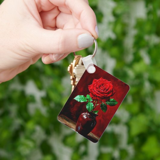 Rote Rosenblumenmalerei  Schlüsselanhänger (Hand)