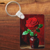 Rote Rosenblumenmalerei  Schlüsselanhänger (Vorderseite)