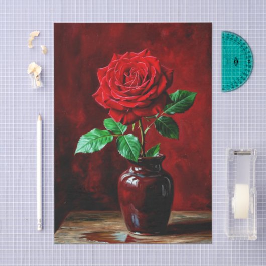 Rote Rosenblumenmalerei Seidenpapier (Handwerk)