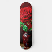 Rote Rosenblumenmalerei  Skateboard (Vorderseite)