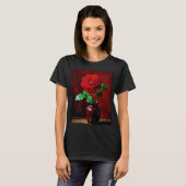 Rote Rosenblumenmalerei  T-Shirt (Vorne ganz)