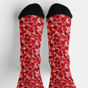 Rote Rosenblüten Floral Socken