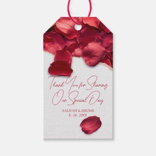 Rote Rosenblüten Geschenkanhänger (Vorderseite)