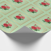 Rote Rosenblüten Geschenkpapier (Ecke)
