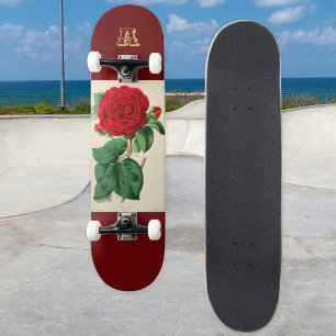 Rote Rosenblüten-Vintage-Bild benutzerdefiniertes Skateboard