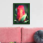 Rote Rosenknospe-Blume mit gelben Highlights Leinwanddruck (Insitu (Wohnzimmer))