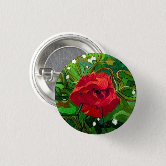 ROTE ROSENKUNST BUTTON (Vorne & Hinten)